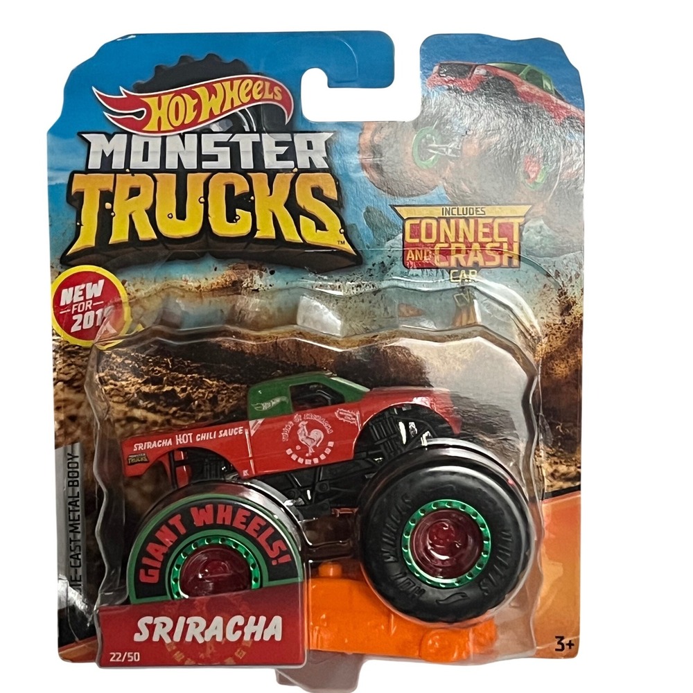 Hot Wheels Monster Trucks Boys 1:64 Red New Sriracha Hot Chili Sauce Die-Cast